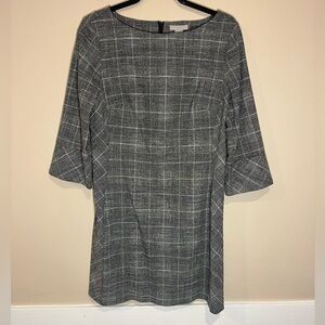 H&M Black and White Plaid 3/4 Sleeve Dress size M